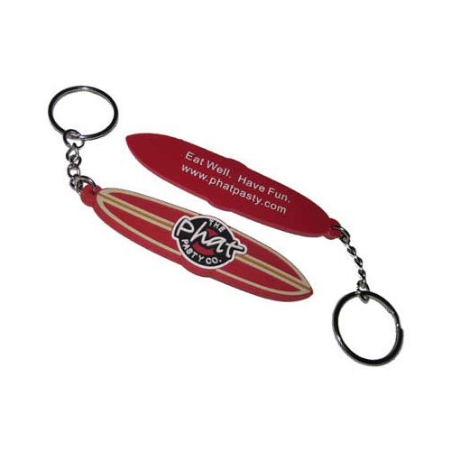 Custom Rubber Keyring - 2D Embossed - Screen Print On Reverse